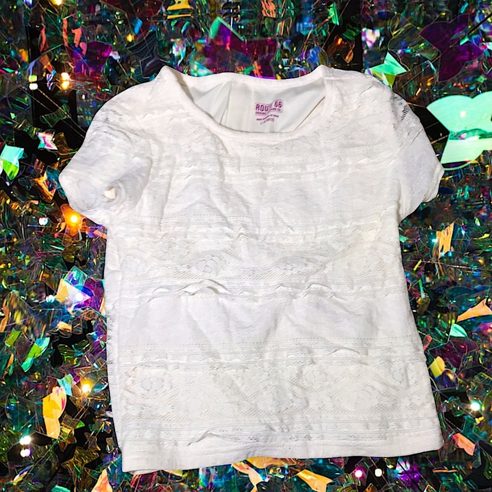 Route 66 Lacey Ruffles Top Off White Retro Vintage Deadstock NWT NEW